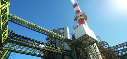 Chimenea del horno rotatorio. Unidad de valorización energética de residuos peligrosos de Trédi, St Vulbas (01). © Séché Environnement.