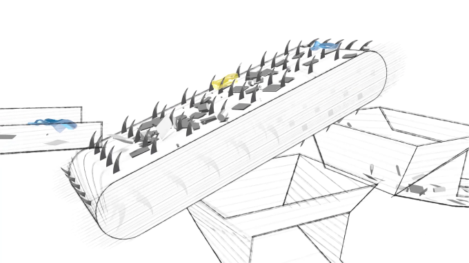 Diagram of a sorting center claw. © Séché Environnement