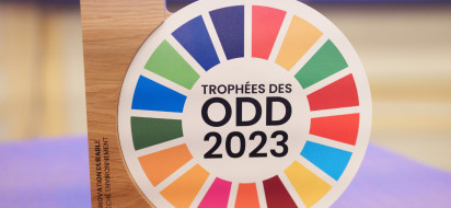 Trophée des ODD 2023, remis à Séché Environnement dans la catégorie innovation durable. © Mathieu Delmestre - Pacte mondial Réseau France