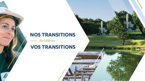 Portada del informe integrado 2023 de Séché Environnement. Título : Acelerar nuestras / sus transiciones.